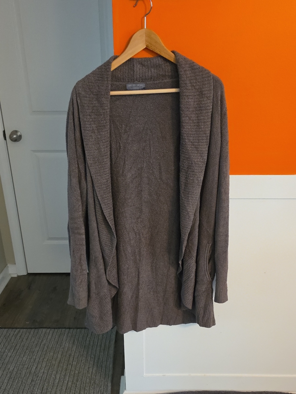 Barefoot Dreams Gray Draped Open-Front Cardigan